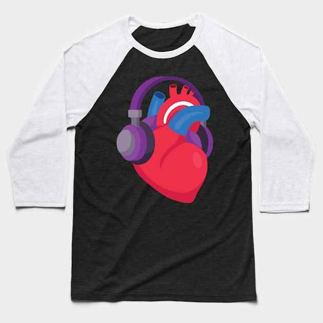 I love Music Heart - Music Lover Gift Baseball T-Shirt by Fresan